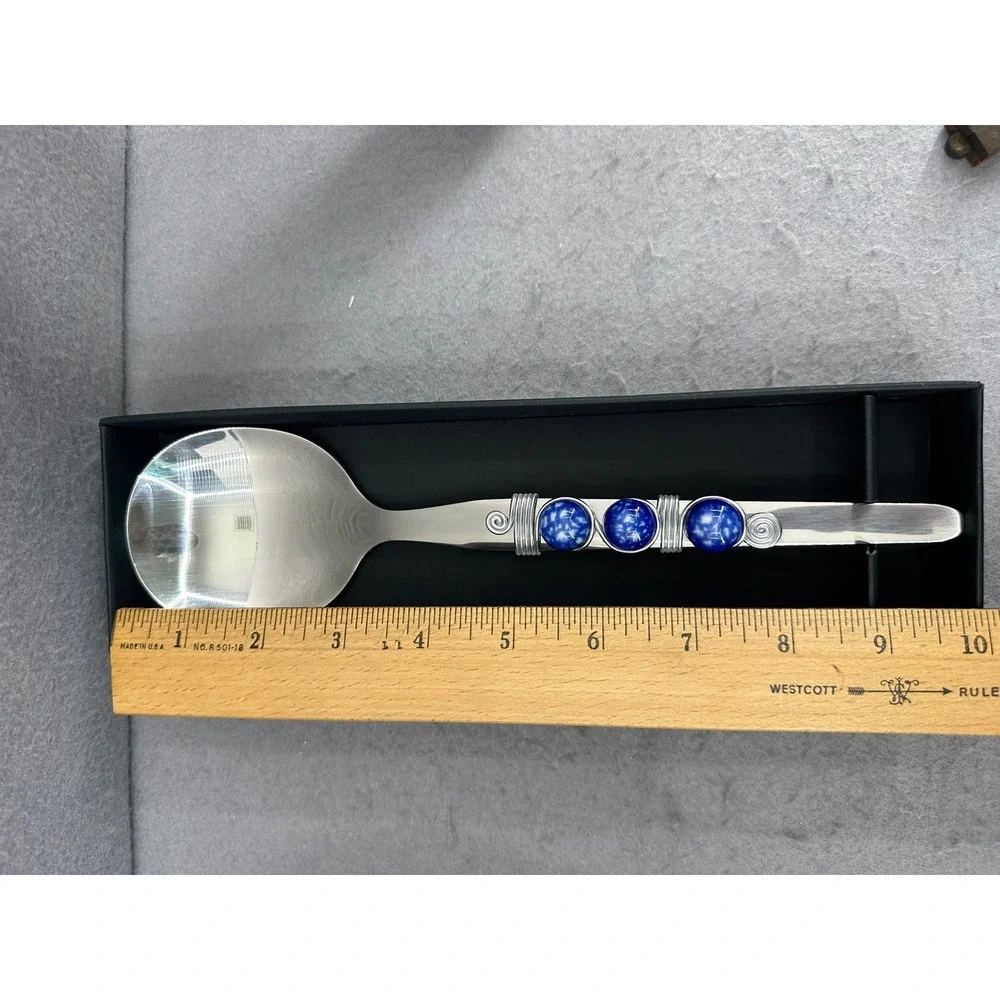 Wild Eye Designs Stainless Steel Serving Spoon Blue Stone Wire Wrapped NIB